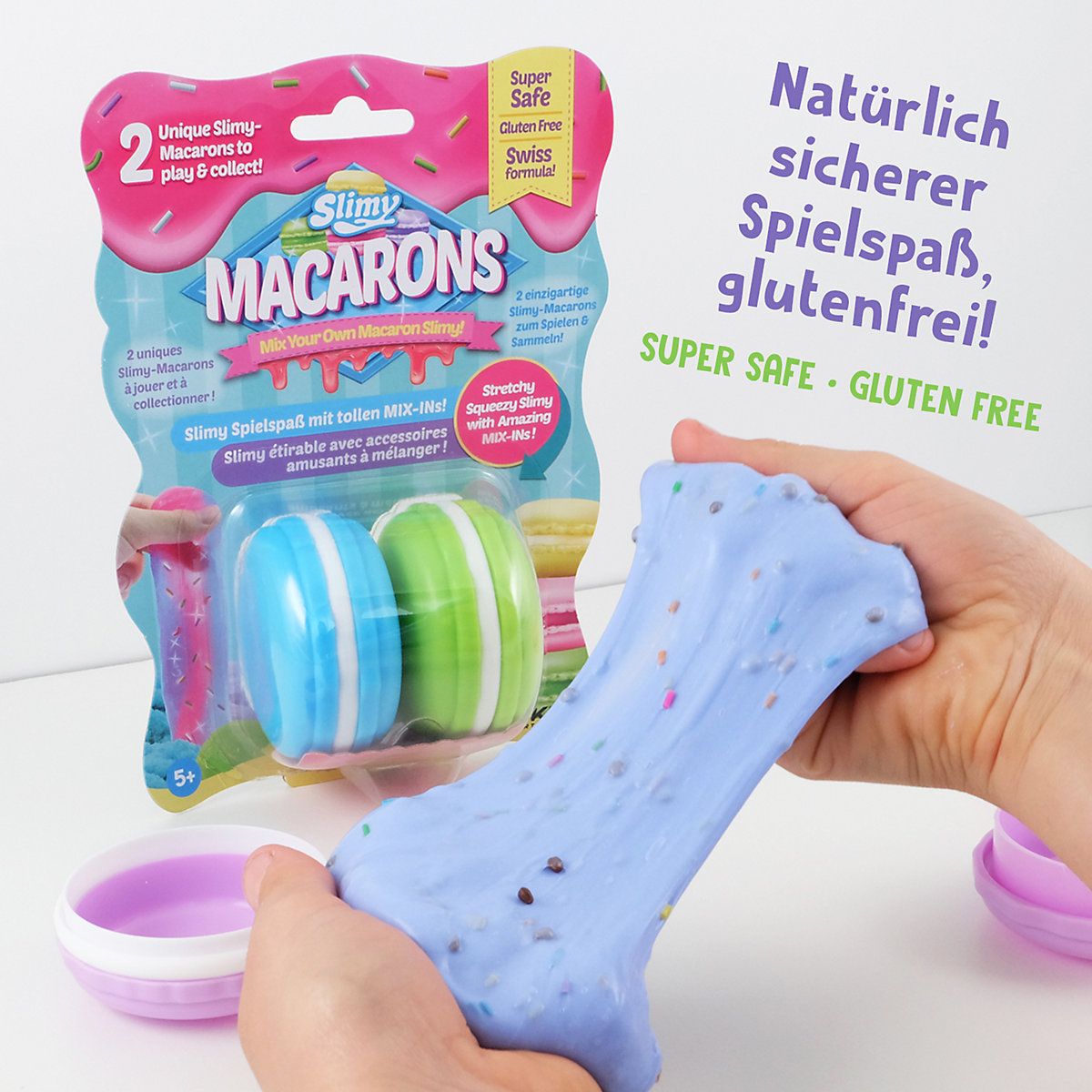 SLIMY® Macarons 2 x 50g - Original Slimy Slime Set mit verschiedenen Spielmassen, Glitzer und Streusel zum Einkneten