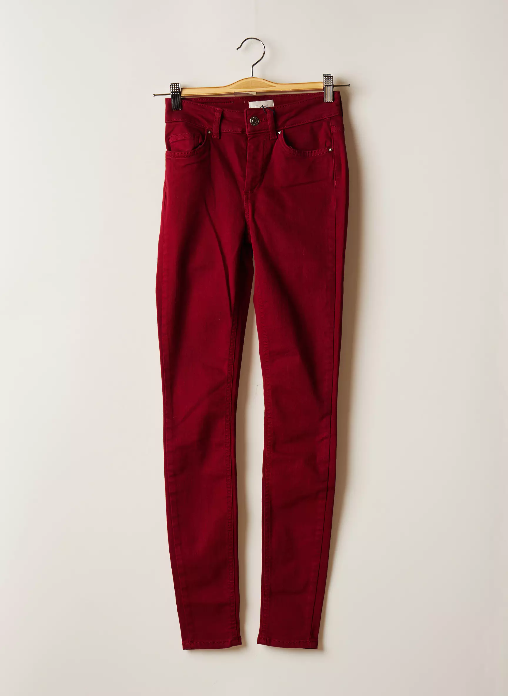 Only Pantalons Slim Femme couleur rouge