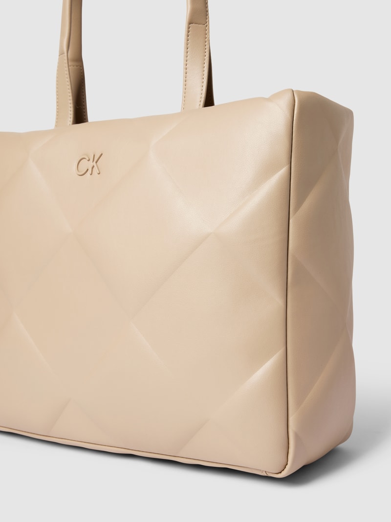 Tote Bag mit Strukturmuster Modell 'QUILT' in beige