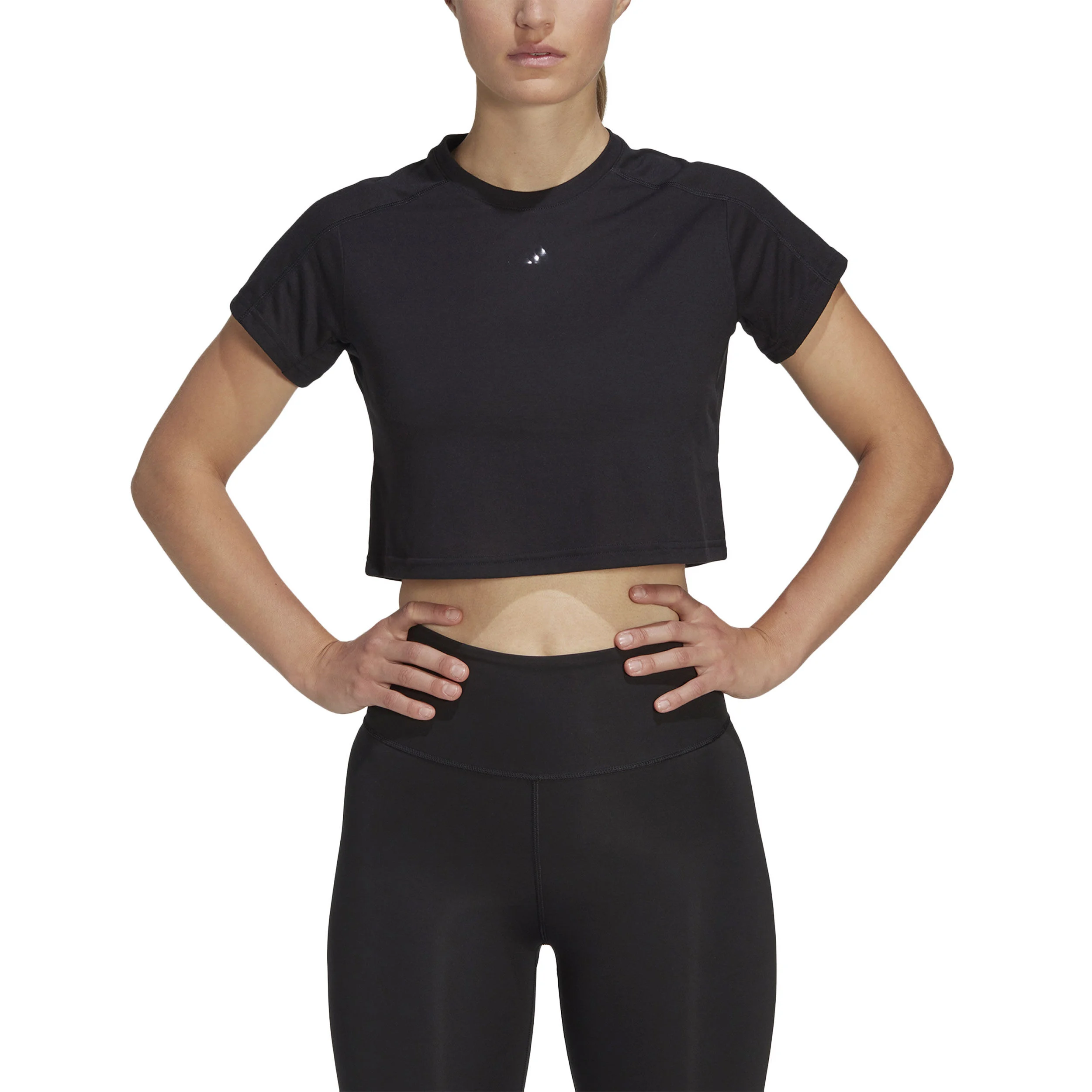 Essentials AEROREADY Train 3 Bar Logo Crop T-Shirt Damen - Schwarz