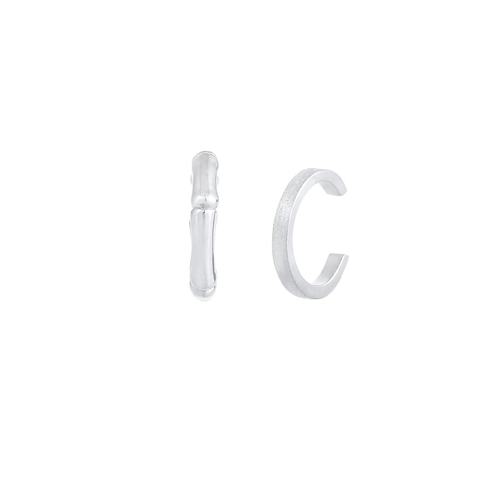 Elli Elli Boucles d'Oreilles Femmes Set Earcuff Bambou Minimaliste Été en Argent Sterl Boucles d'oreilles