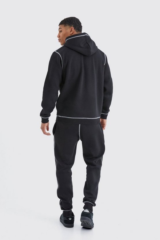 Hoodie mit Borg-Applikation und Kontrast-Naht