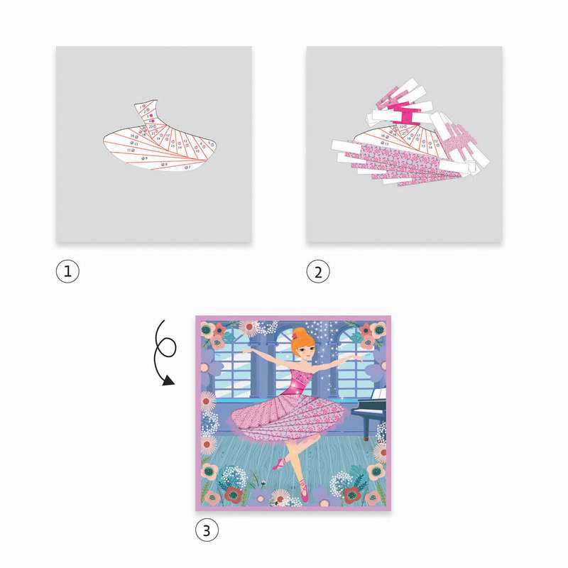 Coffret 4 tableaux danseuses en papier plissé