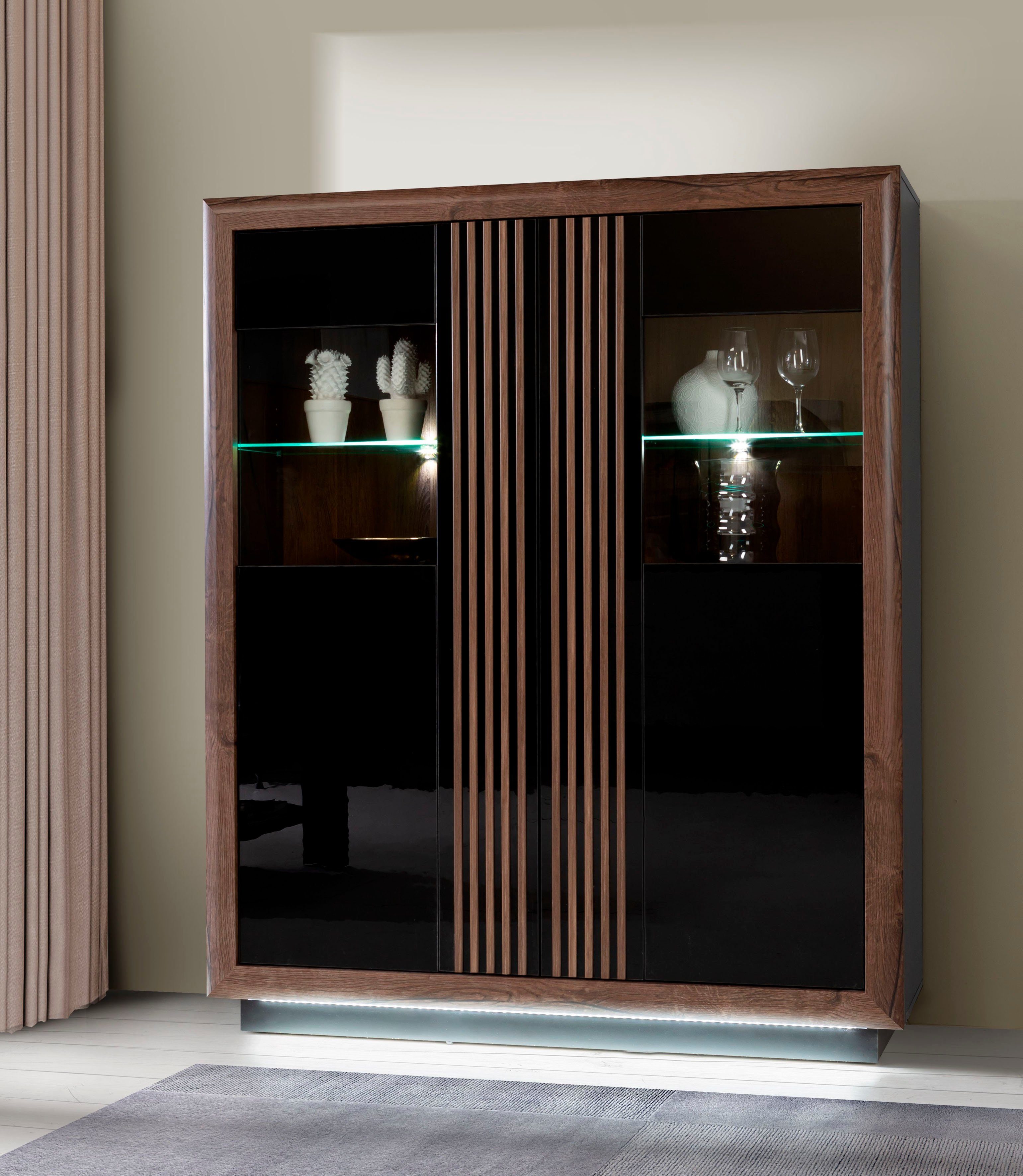 FORTE Highboard Savona, Höhe 161 cm, inkl. Beleuchtung