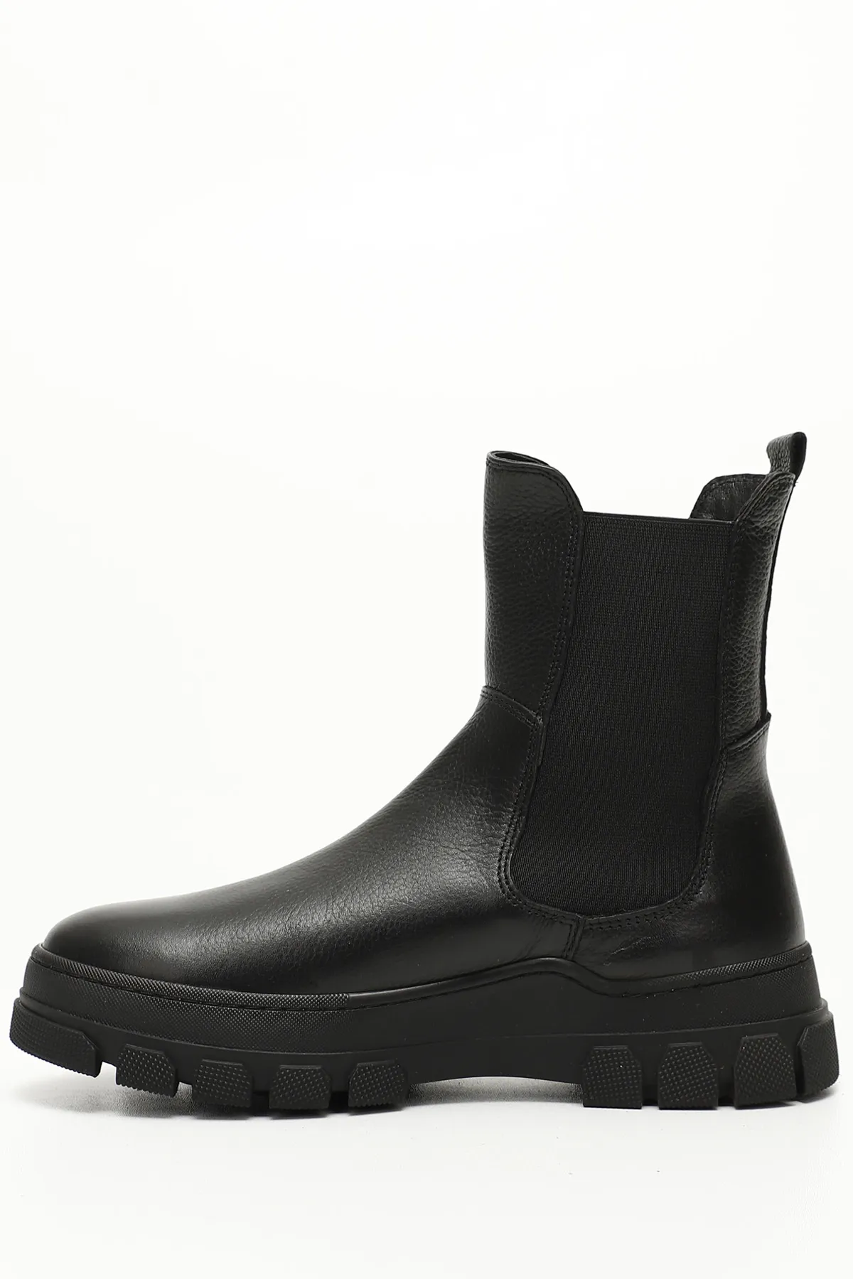 GÖNDERİ(R)  Schwarze Floater-Damen-Damen-Chelsea-Stiefel aus echtem Leder mit runder Zehenpartie 52411