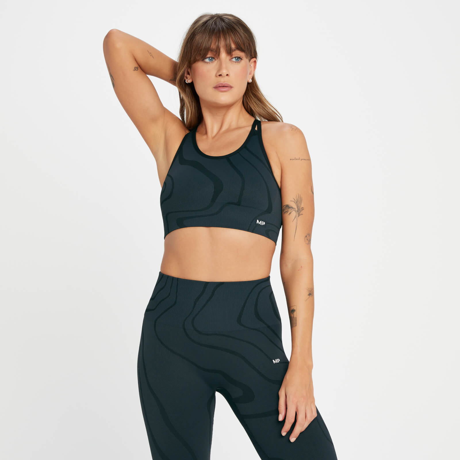 Brassière de sport sans coutures MP Tempo Wave pour femmes – Noir
