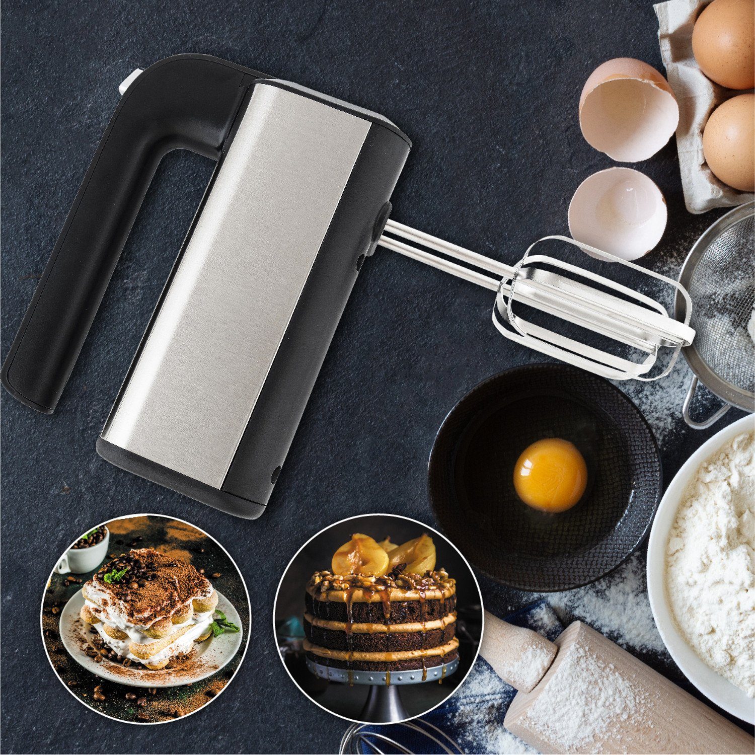 Adler Handmixer AD 4225, 800,00 W, Küchenmixer Stabmixer 800W 5 Geschwindigkeiten