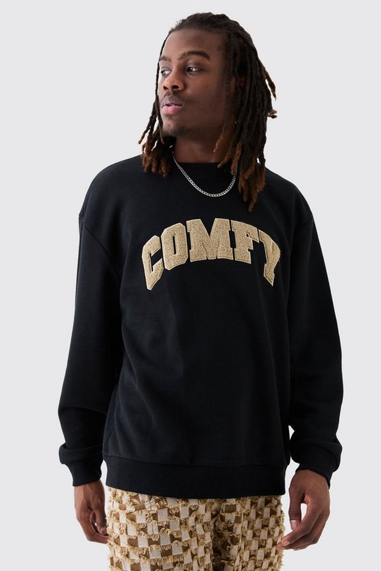 Oversize Borg-Sweatshirt mit Applikation
