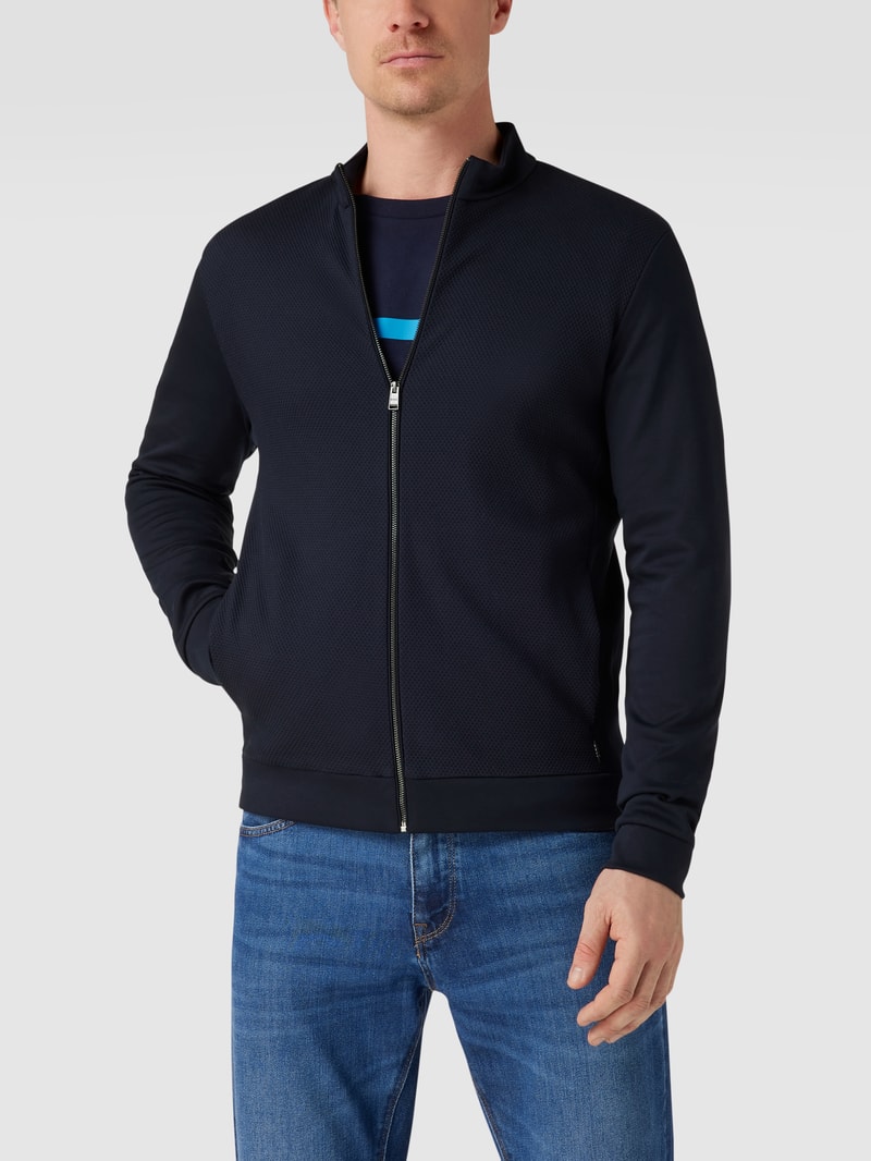 Sweatjacke mit Strukturmuster in dunkelblau