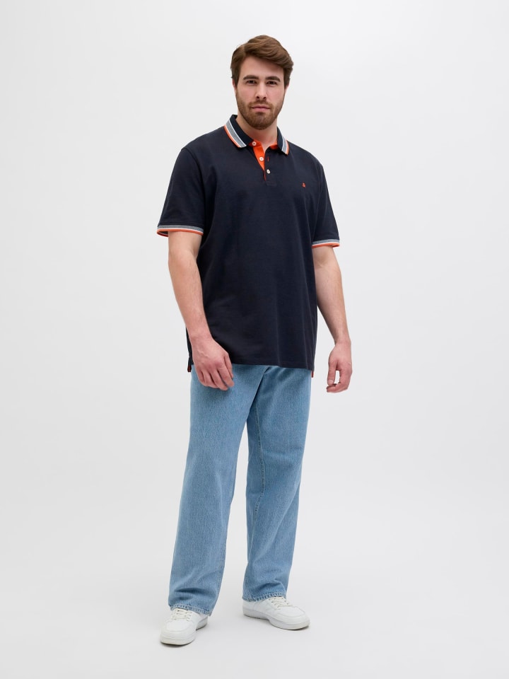 JACK & JONES PLUS Poloshirt in Black Navy günstig kaufen