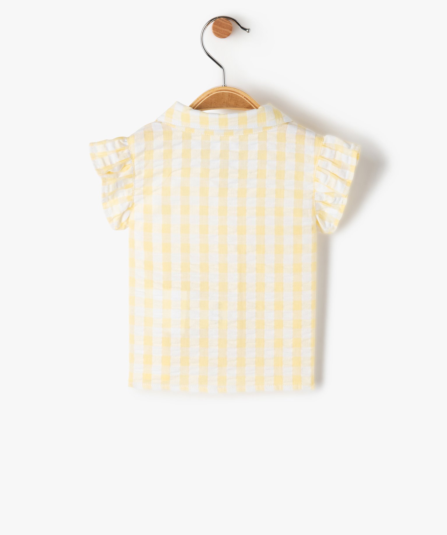 Blouse bébé fille rayée à manches volantées et pattes à nouer