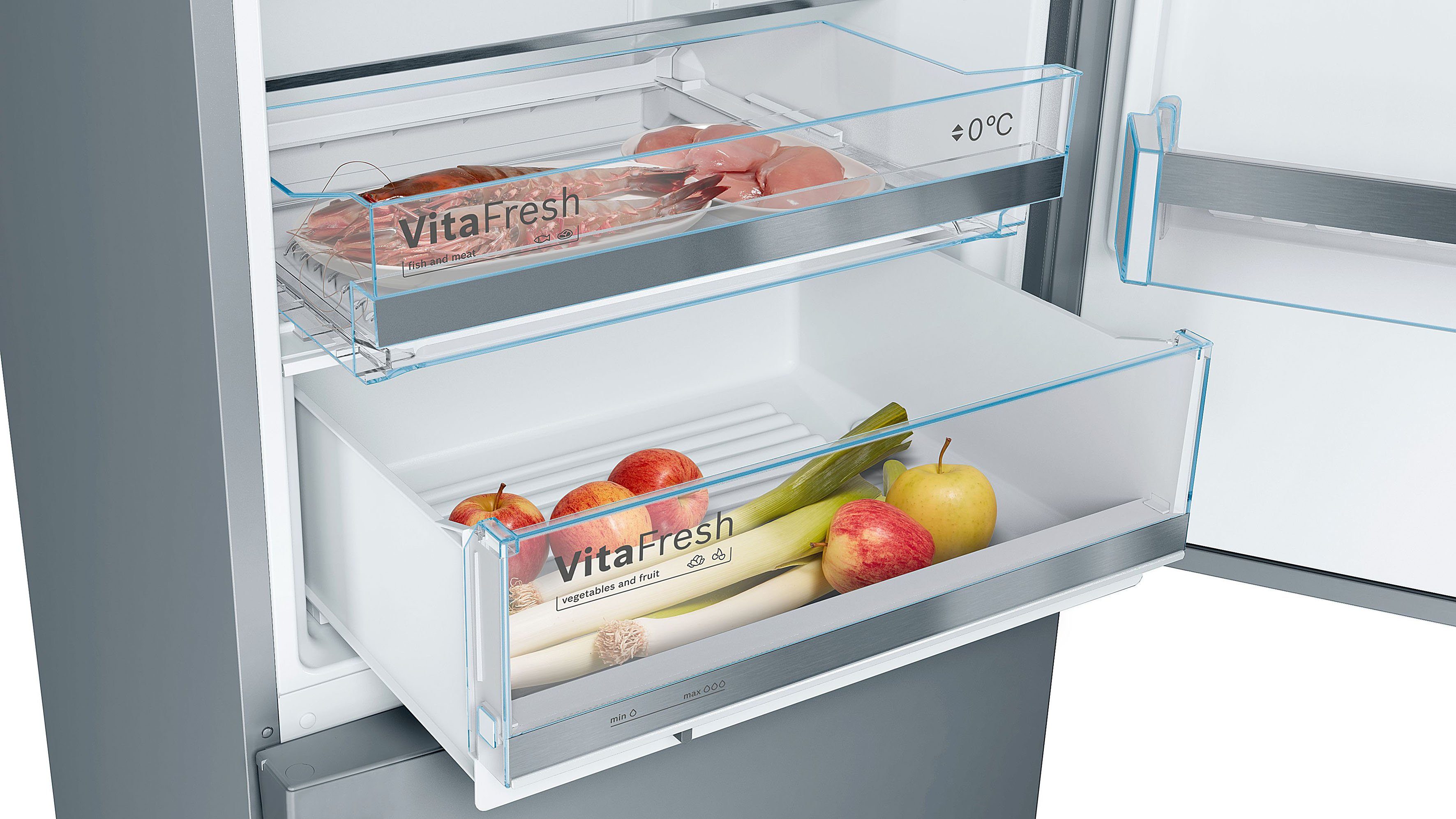 BOSCH Kühl-/Gefrierkombination KGE49AICA, 201 cm hoch, 70 cm breit, XXL Fassungsvolumen von 419 l