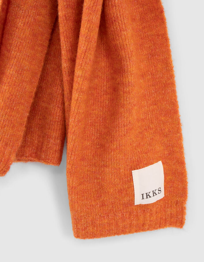 Set bonnet et écharpe orange tricot Femme