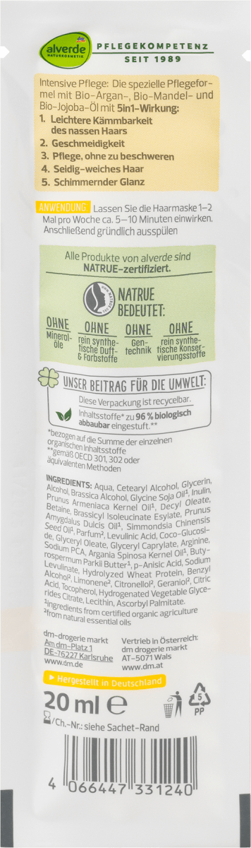 Haarmaske Nutri-Care BB 5in1 Bio-Mandel Bio-Argan, 20 ml