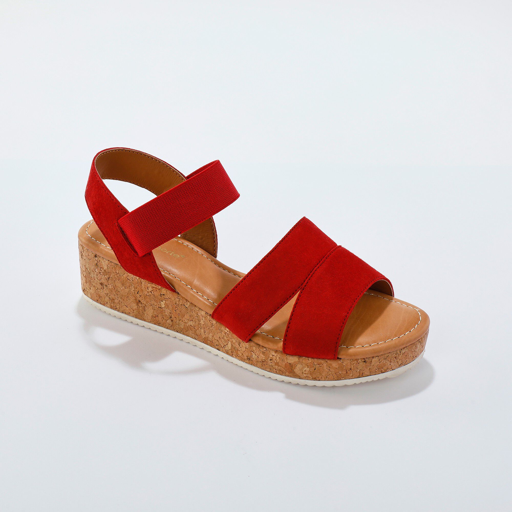 Sandales compensées à brides croûte de cuir