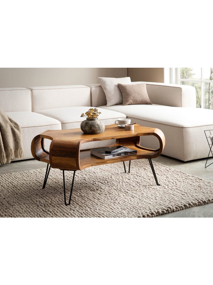 KADIMA DESIGN Couchtisch 100x60x47 cm Massivholz Metall Sofatisch, Design günstig kaufen onesize