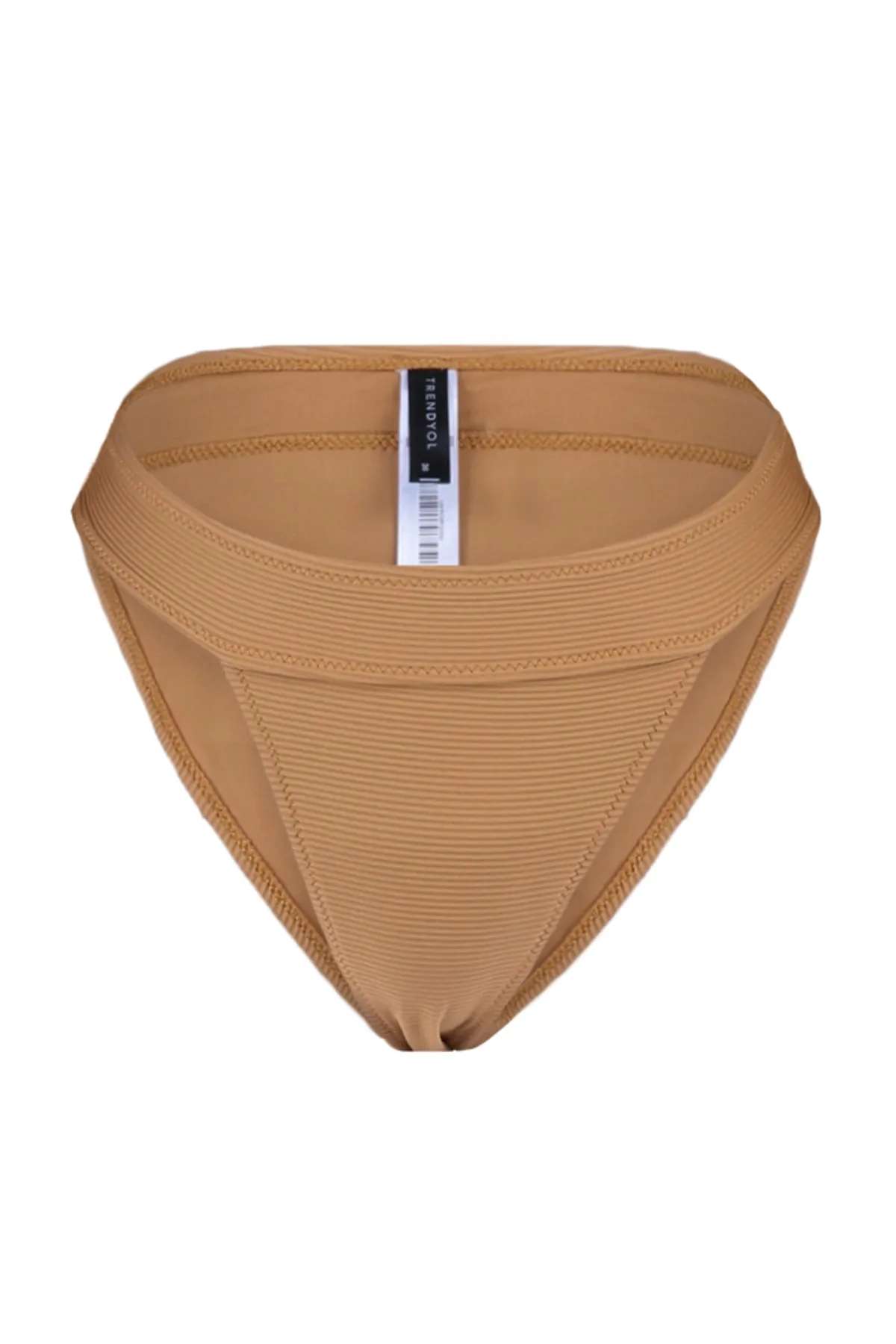 Trendyol Collection  Braune strukturierte Bikinihose mit hohem Beinausschnitt TBESS21BA0016