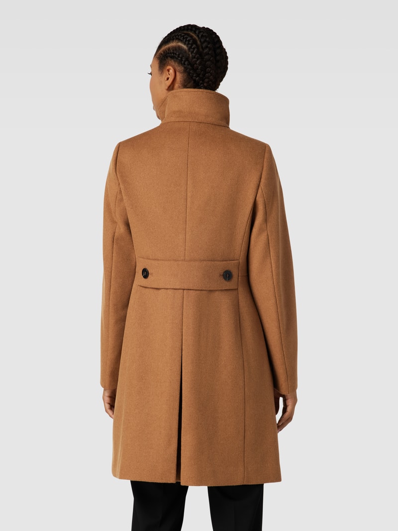 Mantel aus Lanawoll-Mix mit Stehkragen in camel