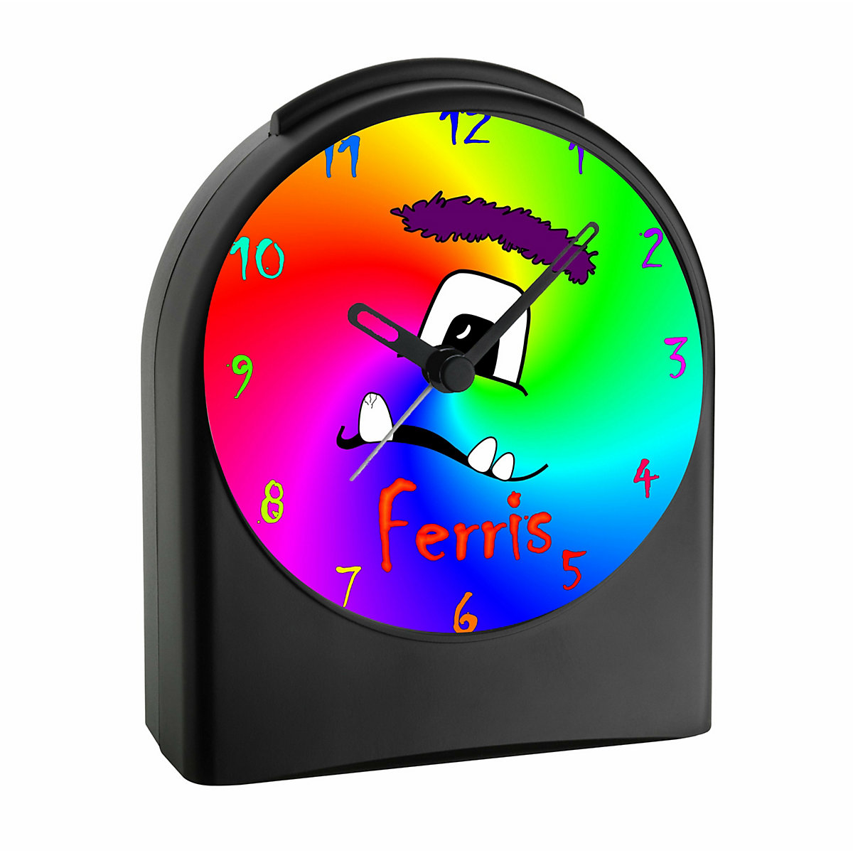 Kinder Funkwecker personalisiert mit Namen Monster Atom-/Funkuhr, 12-Stunden-Anzeigeformat, Schlummerfunktion, Nachtlicht, Geräuschlos/Ohne Ticken