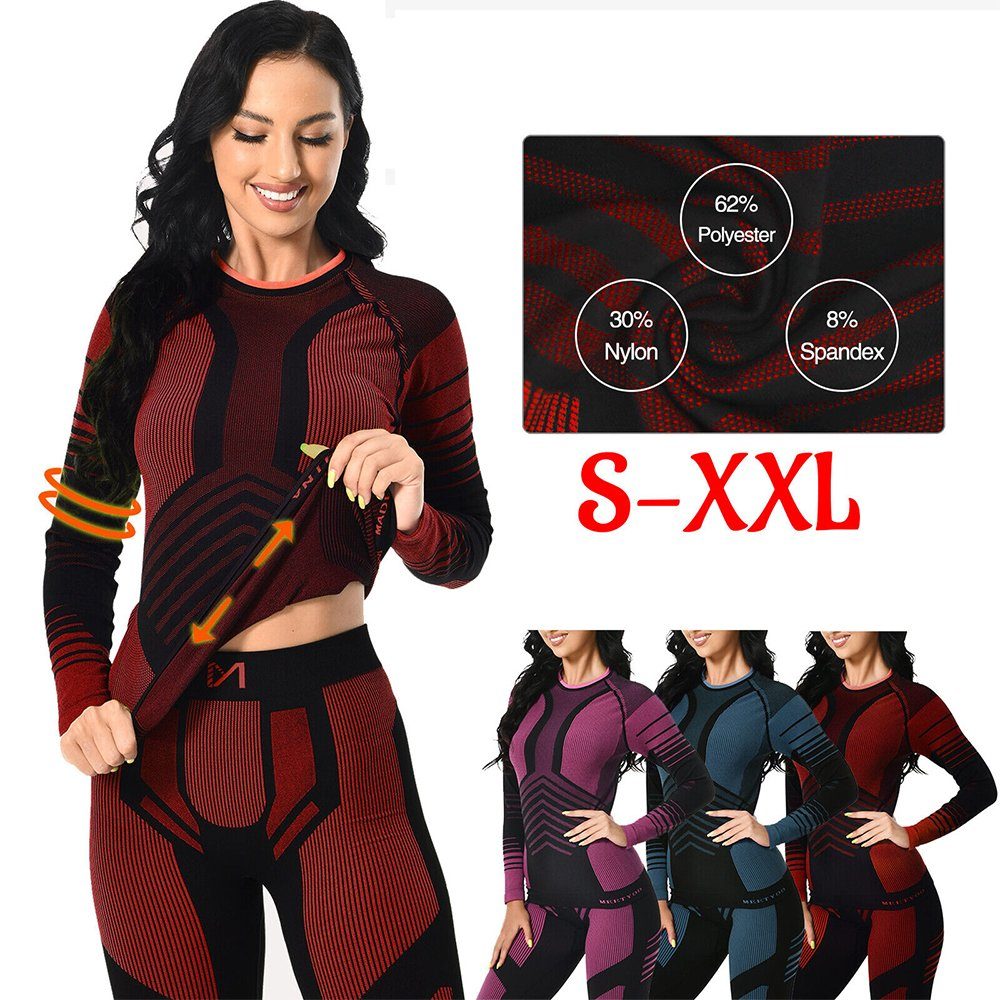 MEETYOO Thermounterhemd Funktionswäsche Langarm (Lange Unterhose, Skiunterwäsche Atmungsaktiv) Lang Thermohemd & Thermohose Kompressionsanzug