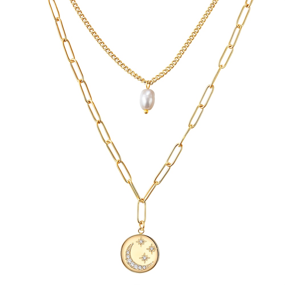 Valero Pearls Collier en acier inoxydé Acier inoxydable Preciosa Perle de culture d'eau douce e collier