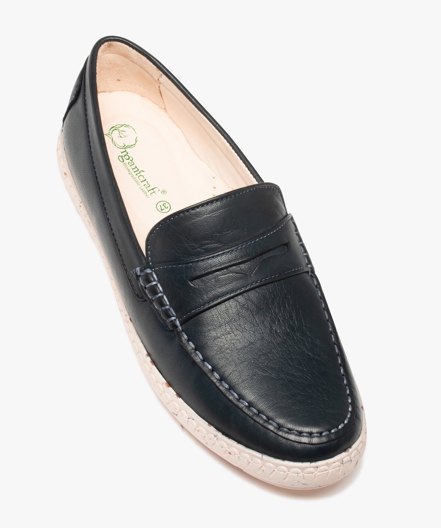 Mocassins femme dessus cuir uni et semelle crantée marine | GEMO