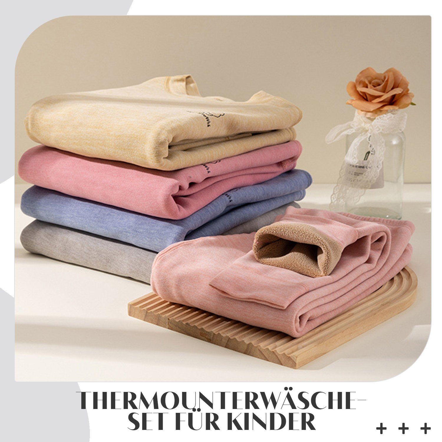 TOPMELON Thermounterhemd Fleece Gefütterte Kinder Thermo Unterwäsche Set