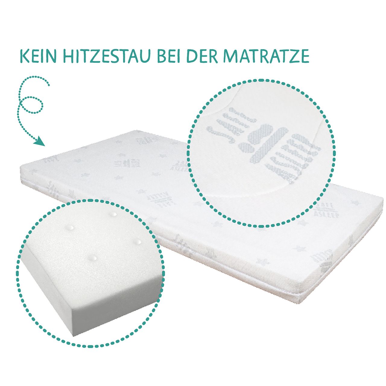 Roba safe asleepRoom Bed 60 x 120 cm 'Sternenzauber', Beistellbett inkl. Zubehör, weiß lackiert