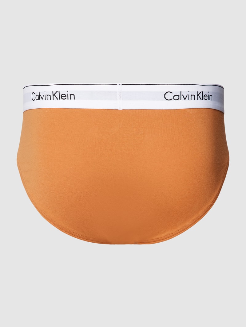 Slip mit elastischem Logo-Bund im 3er-Pack in orange