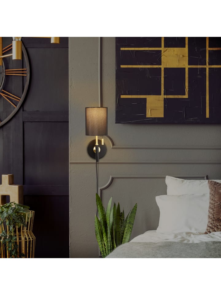 relaxdays Wandleuchte in Schwarz/Gold günstig kaufen onesize