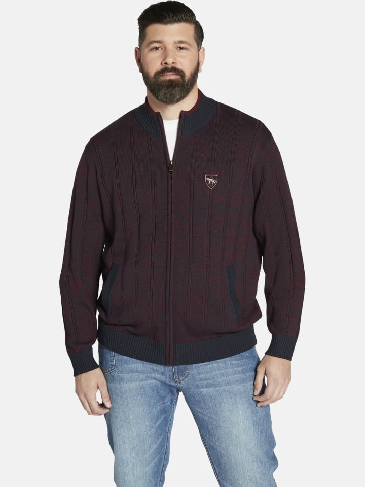 Charles Colby Strickjacke DUKE HAGANSON in dunkelrot melange günstig kaufen