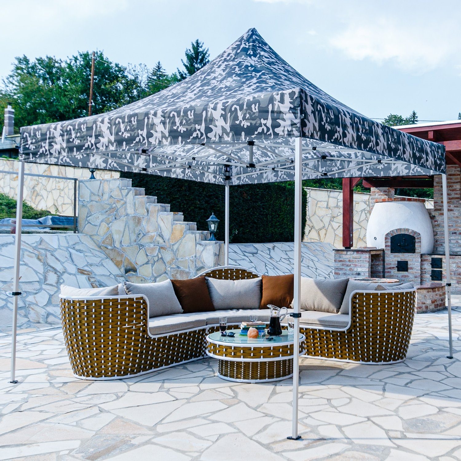 INSTENT Faltpavillon Pro 3x3 m Aluminium Pavillon Partyzelt, mit Trolley, wasserabweisend, UV-Schutz 50+, Farb- u. Modellwahl