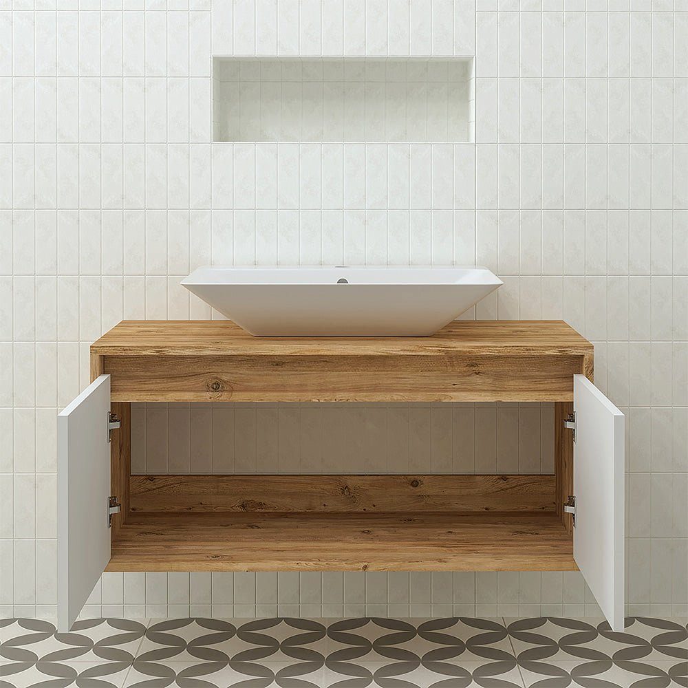 Roomart Badmöbel-Set, (Badezimmermöbel ATLANTIC 100cm in 5 Farben Waschbecken Unterschrank)