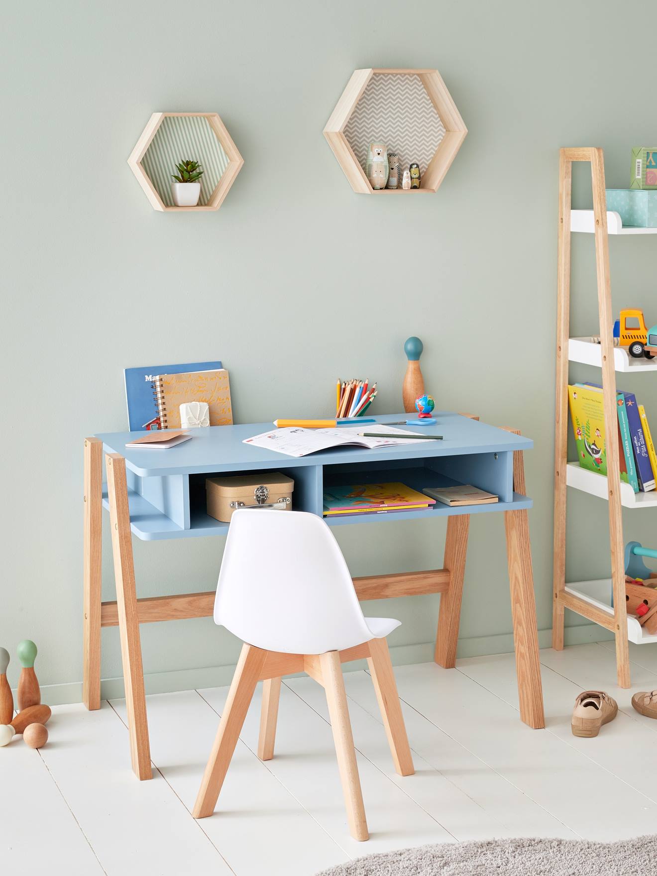 Vertbaudet Kinderstuhl SCANDI, Sitzhöhe 46 cm - weiß/natur
