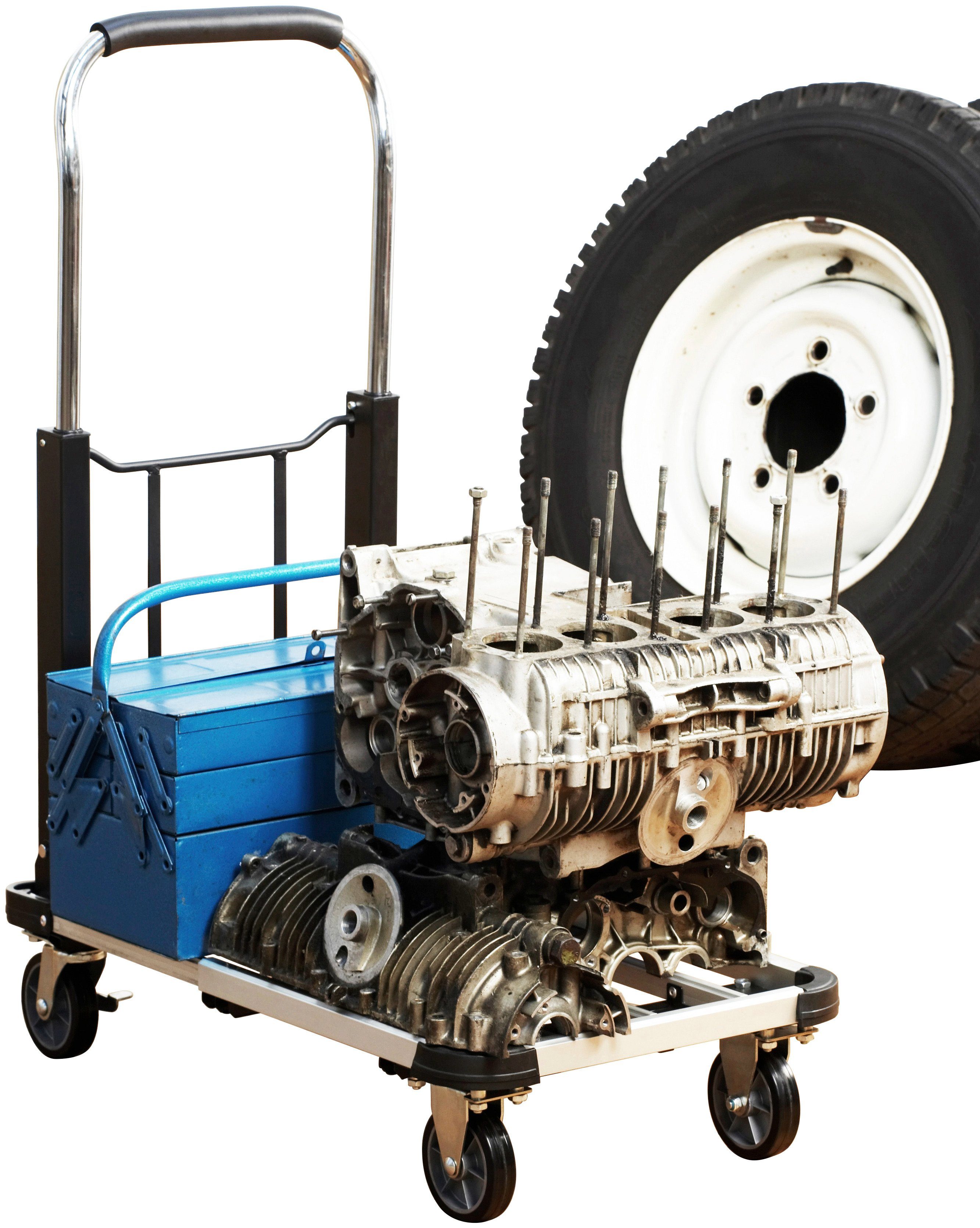 meister Transportwagen Klappwagen Alu / 8985590, bis 150 kg Tragkraft, Feststellbremse, höhenverstellbarer Griff