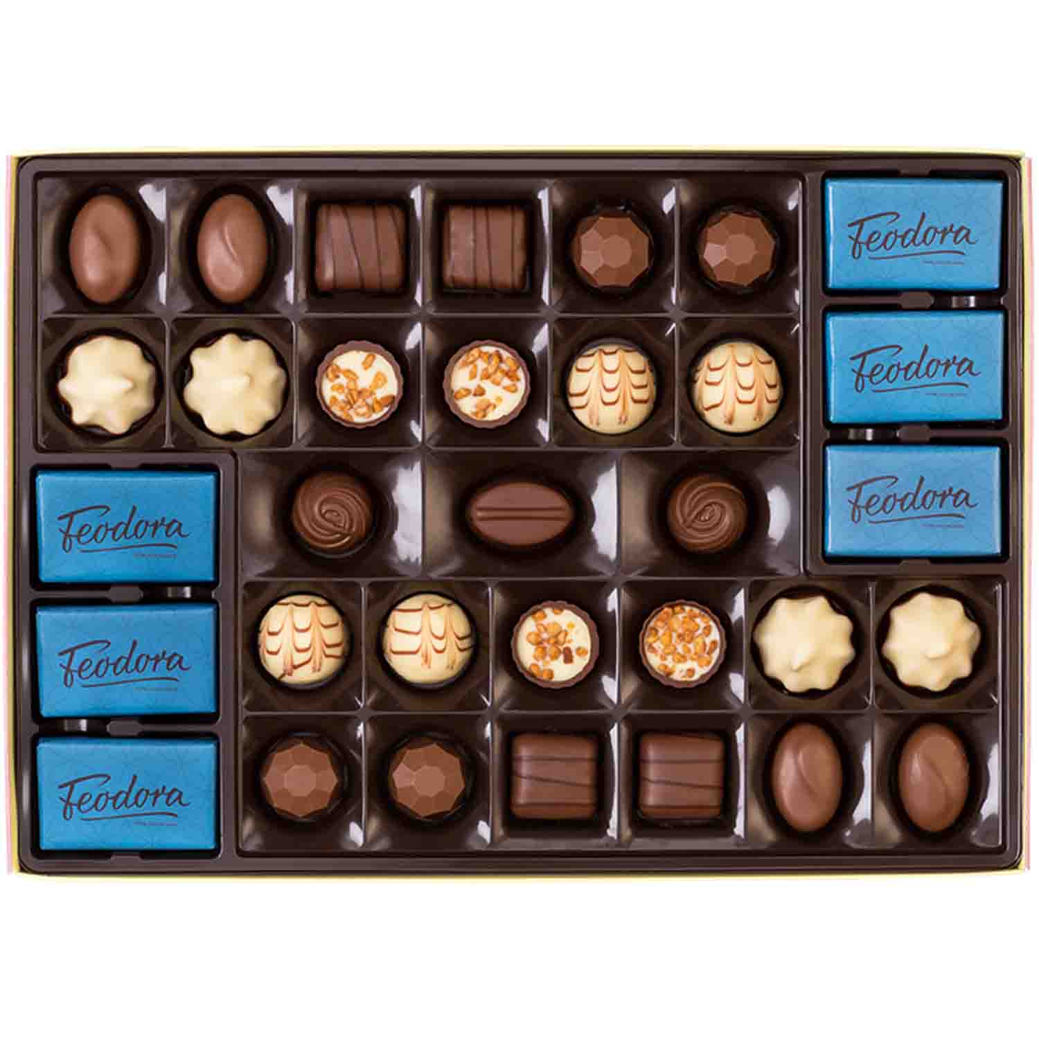 Feodora Köstliche Komposition Helle Pralinés und Chocoladen 375g