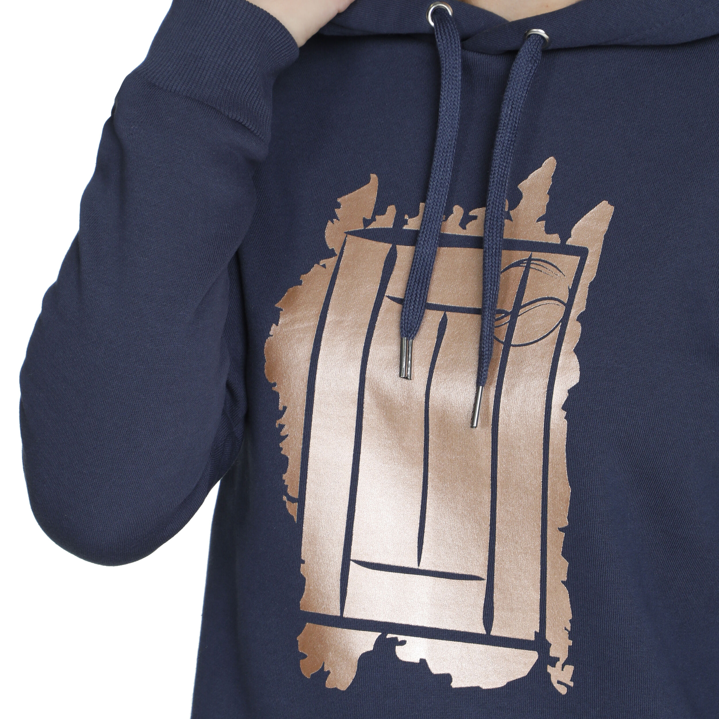 Glitter Court Hoody Damen - Dunkelblau, Gold