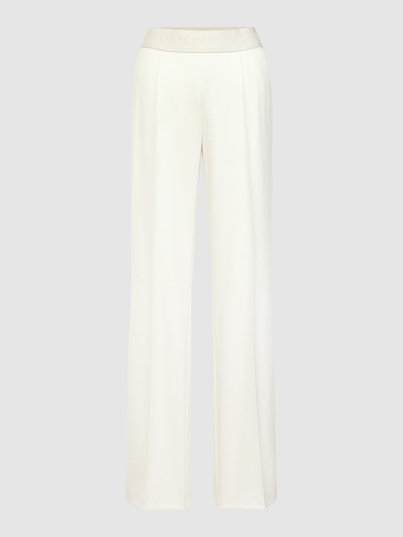Stoffhose mit Logo-Bund in offwhite