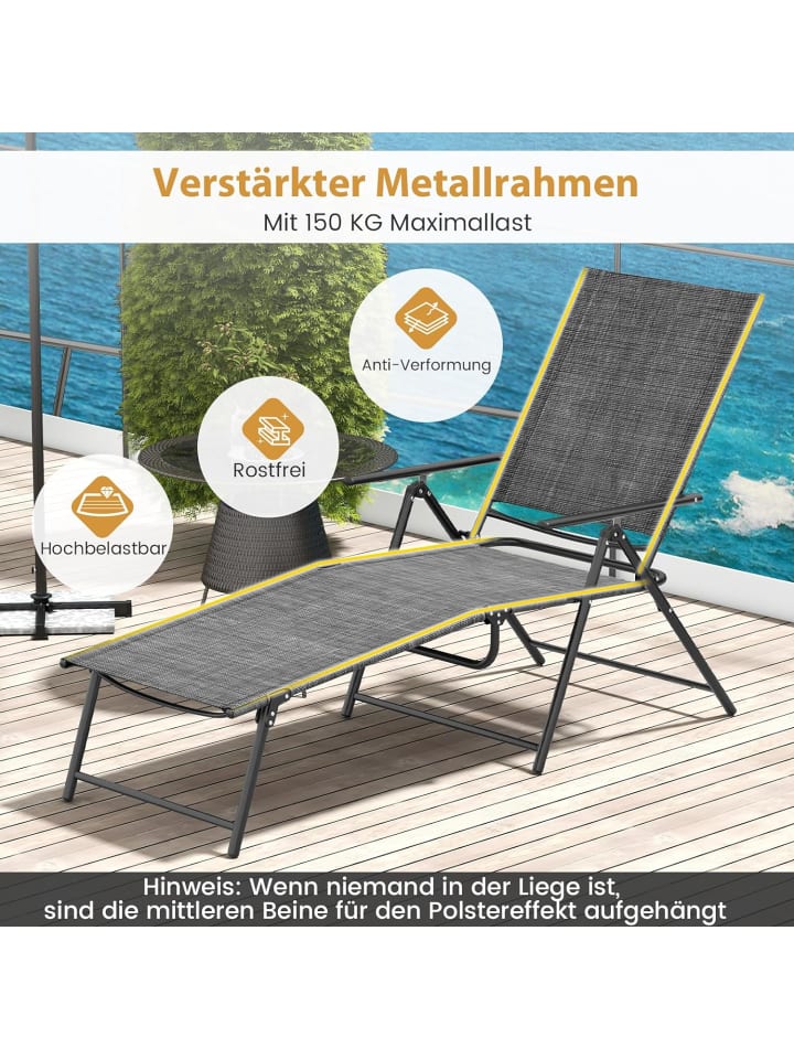COSTWAY 2er Set Sonnenliege klappbar in Grau günstig kaufen onesize