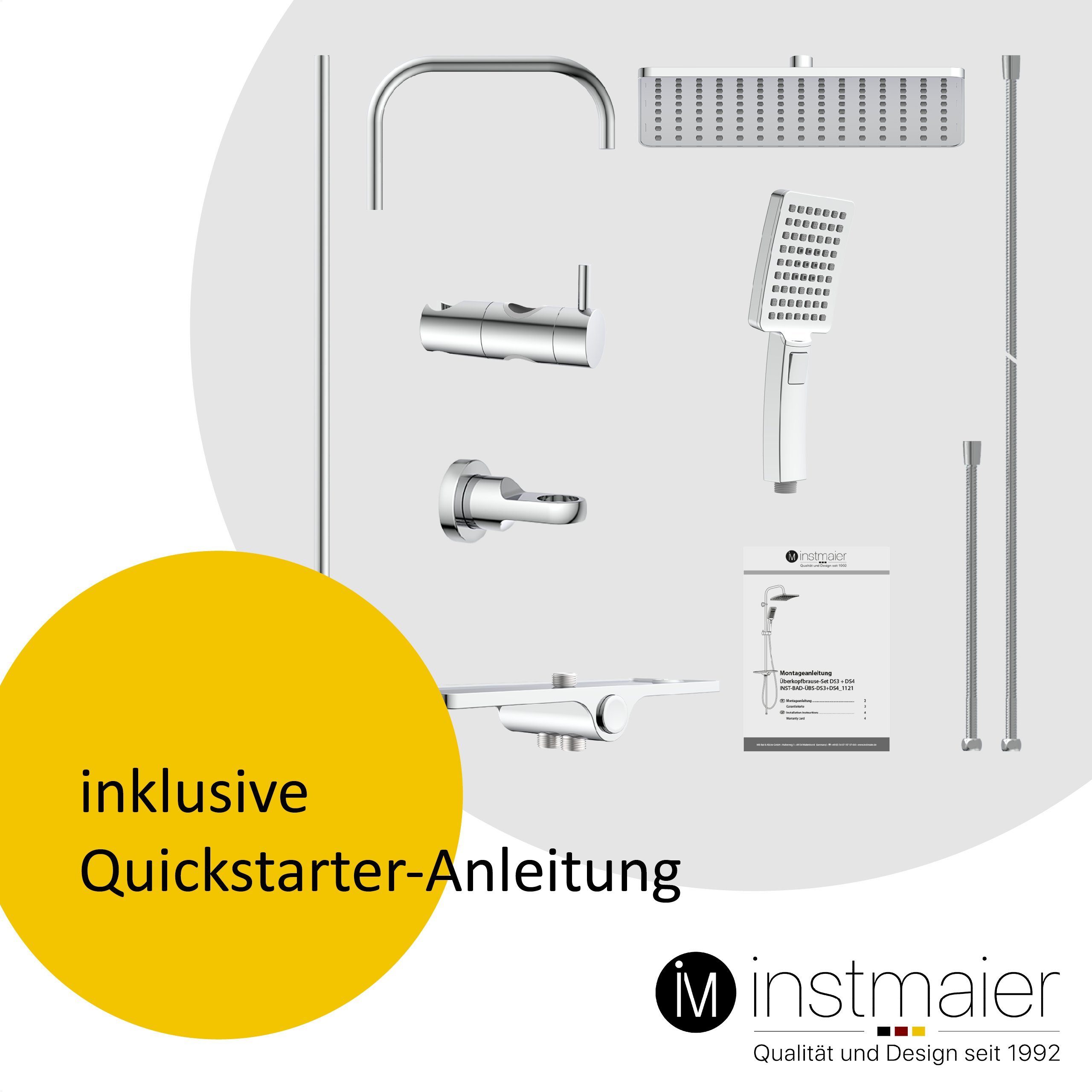 instmaier Brausegarnitur, 3 Strahlart(en), mit Duschablage, ohne Thermostat, modernes Design