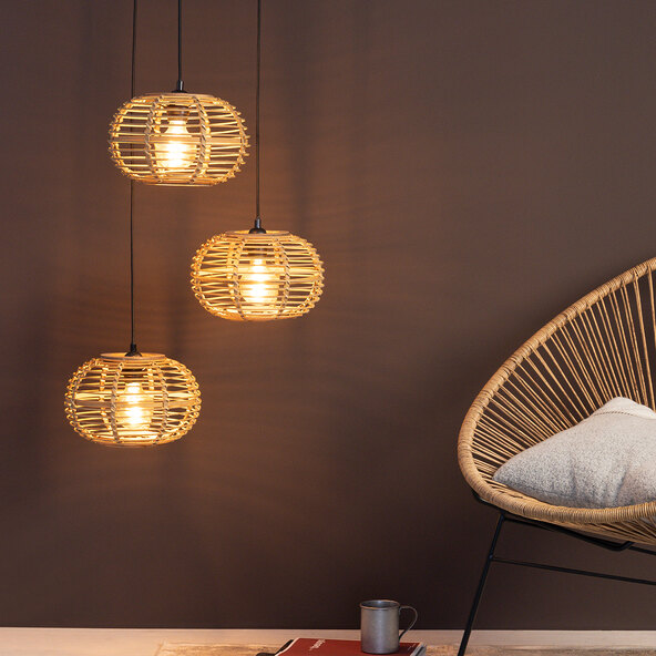 Pendelleuchte Woodball E27, 3-flammig