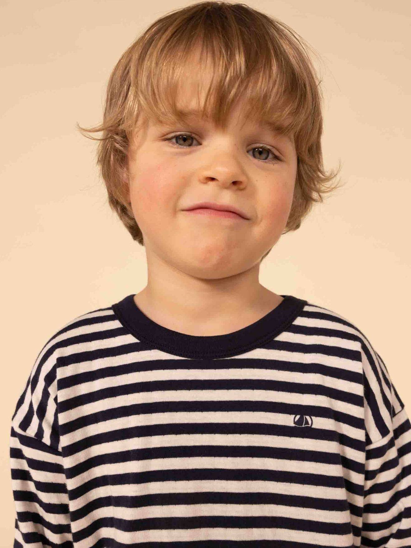 T-shirt manches longues en tubique PETIT BATEAU bleu imprimé
