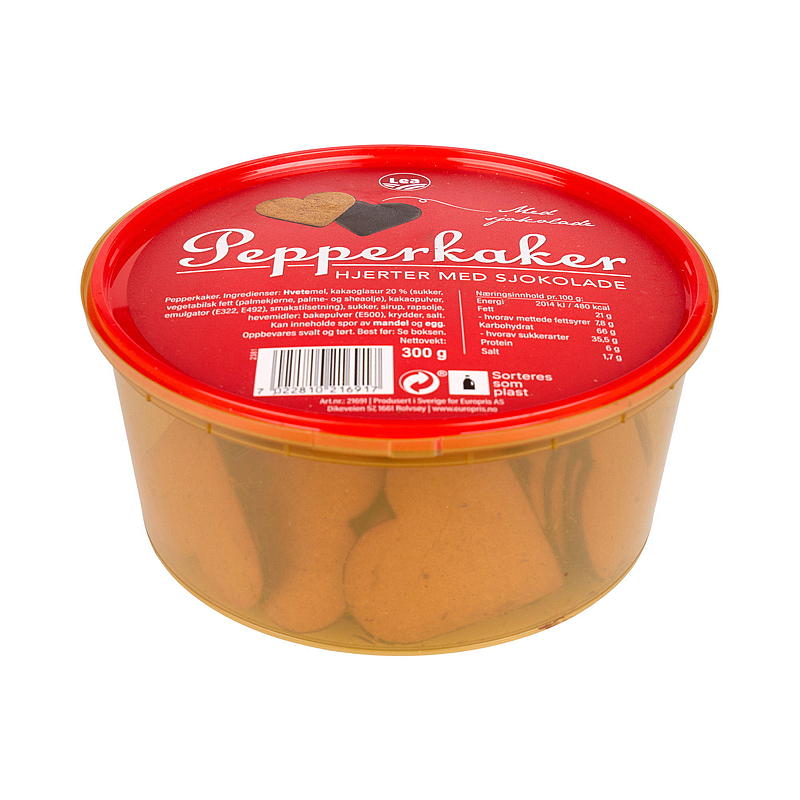 Lea Pepperkakehjerter m/sjokolde 300 g