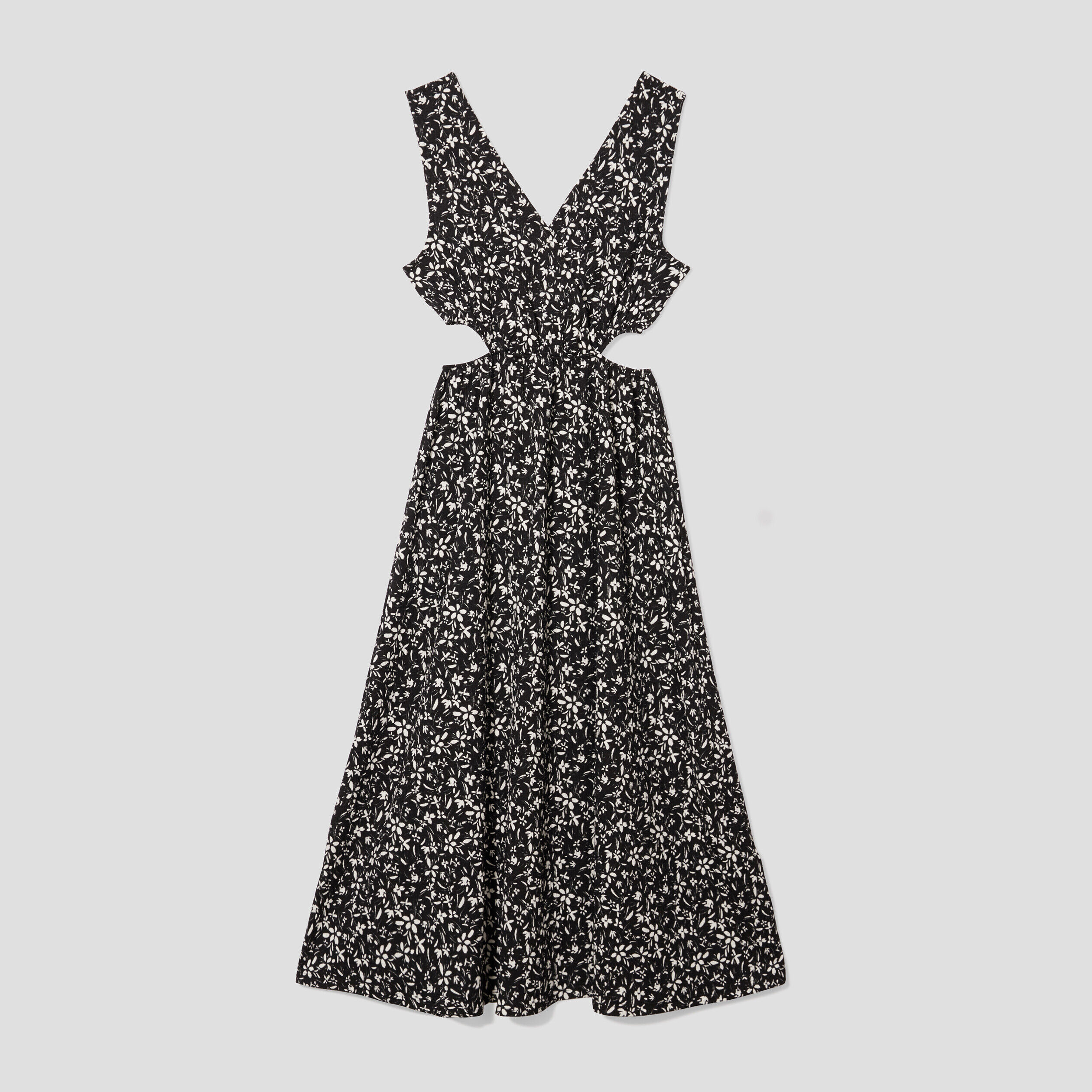 Robe midi évasée ouvertures noir femme | Cache Cache