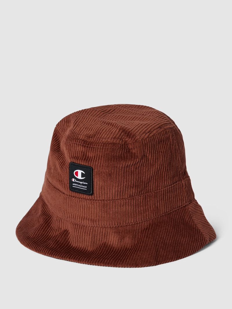 Bucket Hat mit Label-Details in dunkelbraun