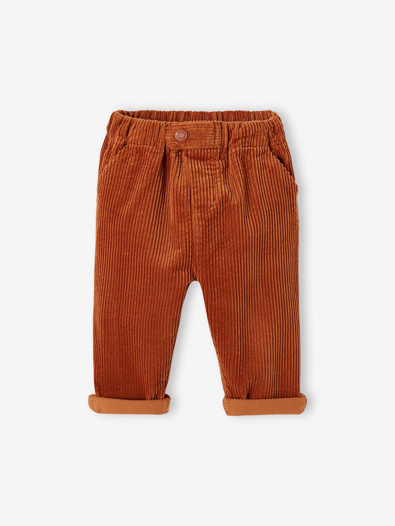 Pantalon bébé en velours côtelé rouille
