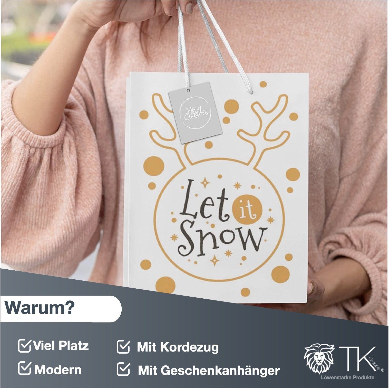 TK Gruppe Geschenkpapier 12x XXL Weihnachtstaschen Geschenktüten Geschenktaschen Modern
