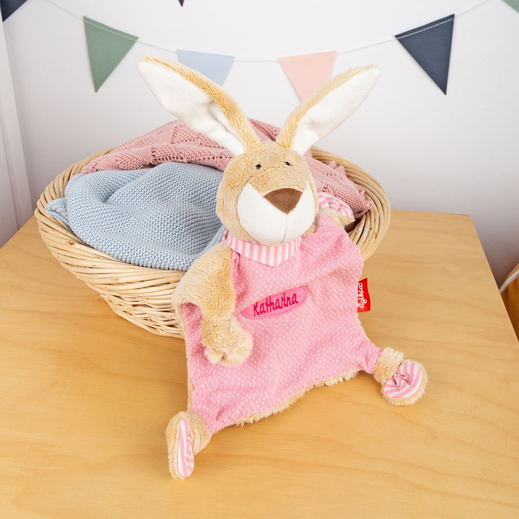 Namensschnuffeltuch Hase rosa