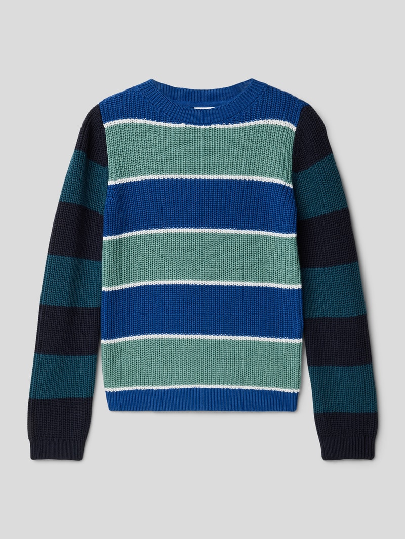 Strickpullover mit Blockstreifen in schilf