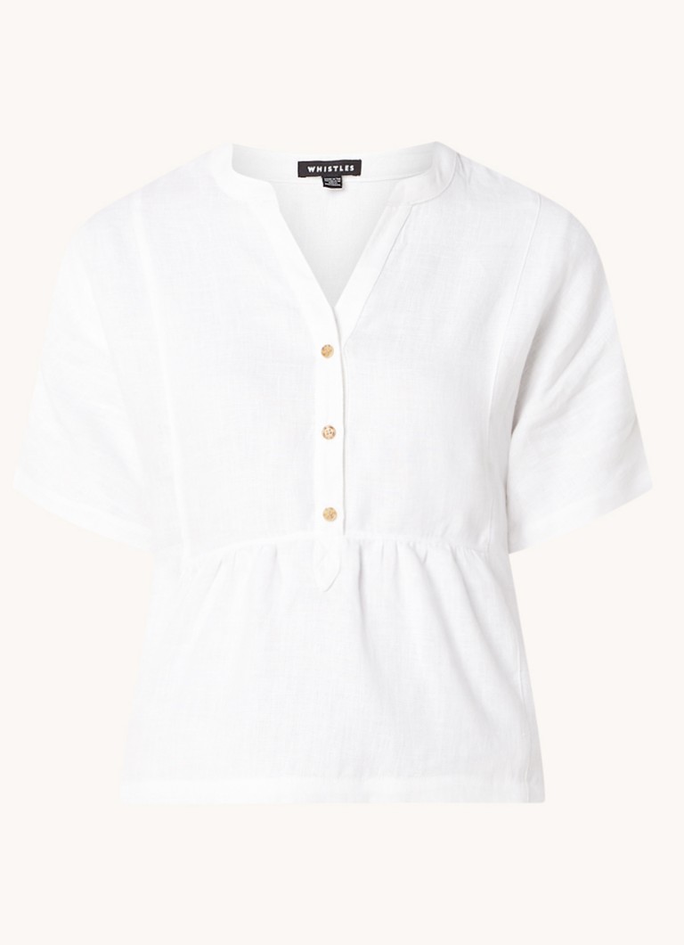 Whistles Hannah linen top with V-neck